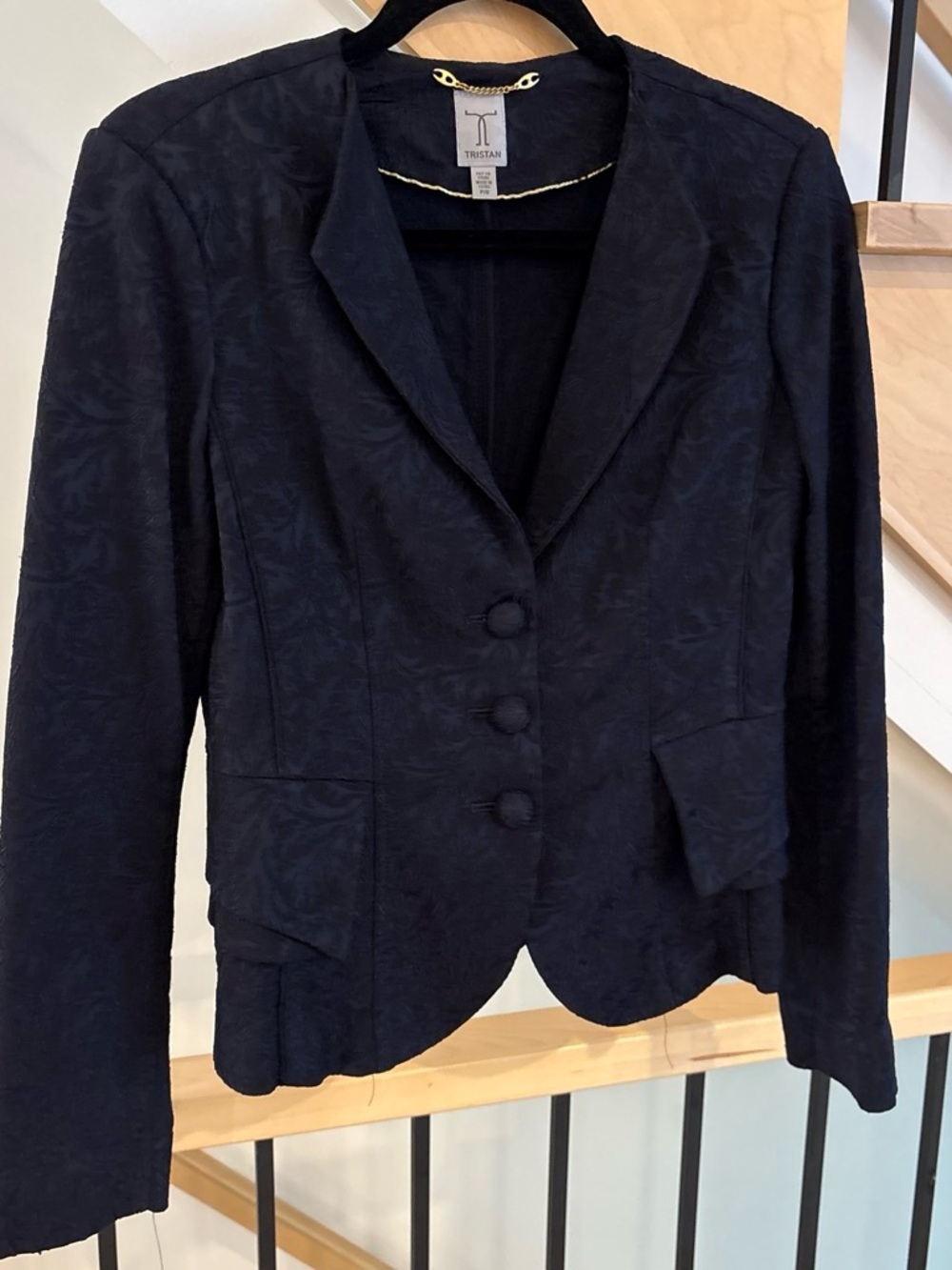 Tristan Navy Textured Three-Button Tailored Jacket